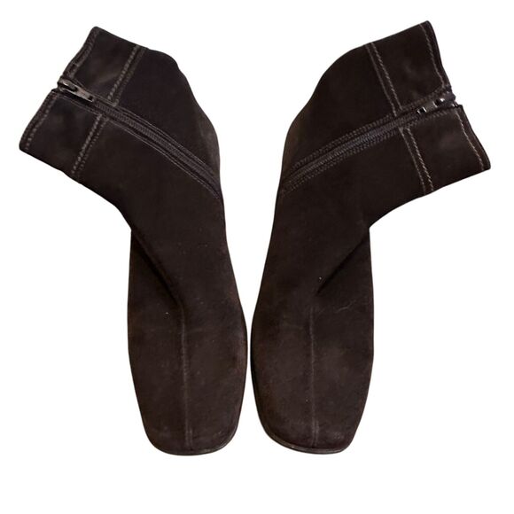 La Canadienne Button Ankle Boots 7.5M Brown Suede - Picture 2 of 12